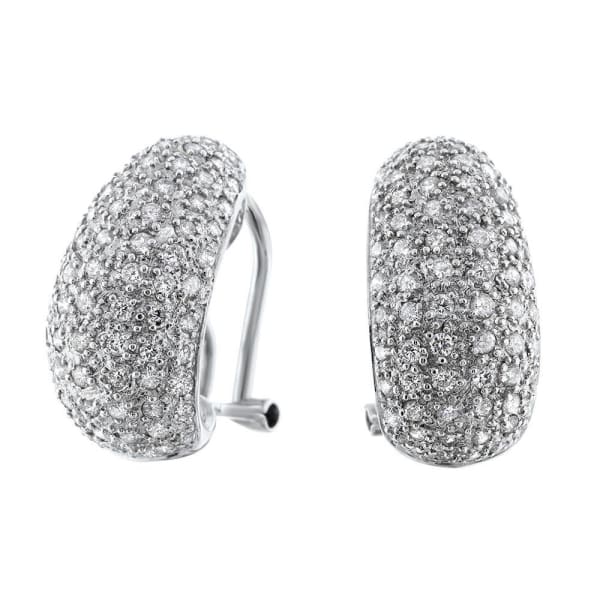 14kt White Gold Huggy Pave Earrings 4.00ct Diamonds EAR-171000