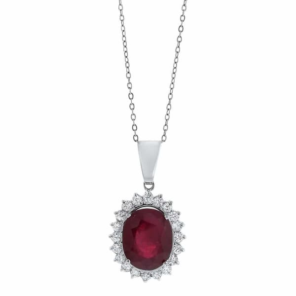 14kt White Gold Pendant of 13.40ct Ruby and 1.50ct diamonds PEN-8620