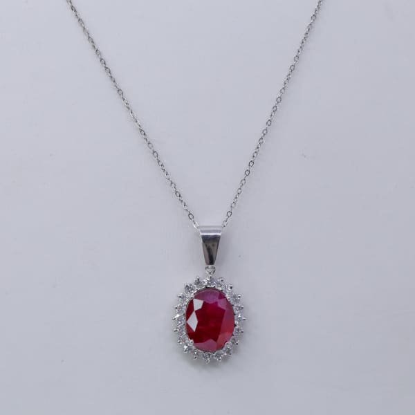 14kt White Gold Ruby Pendant with 14.9ct of TDW PEN-8620 - 