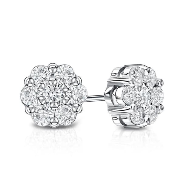 Diamond Cluster Stud Earrings in 14kt White Gold