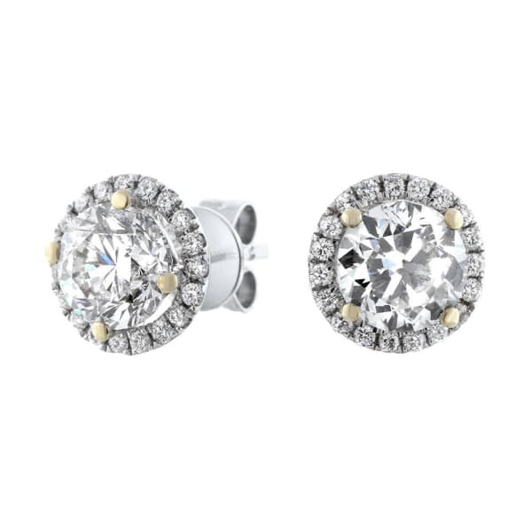 14kt White Gold Stud Earrings With Halo 2.02ct Diamonds E-12000