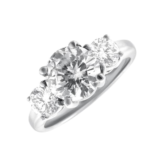 14kt white gold Three Stone Engagement Ring With Center Diamond 2.50ct Round Brilliant Cut RN-56250, Main view
