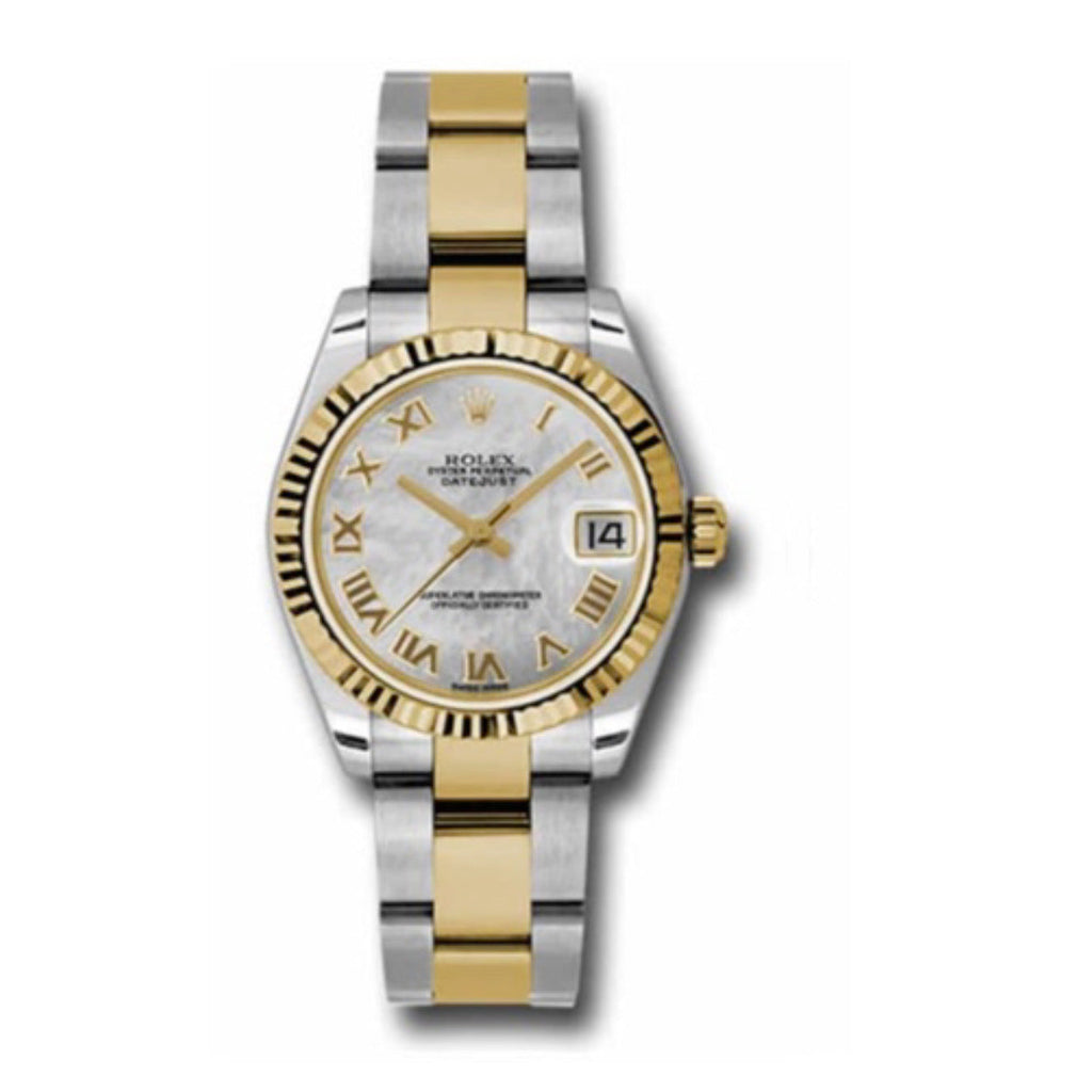 Rolex, Datejust 31 Watch Mother of pearl dial, Fluted Bezel, Steel and Yellow Gold Oyster Bracelet, 178273 mro