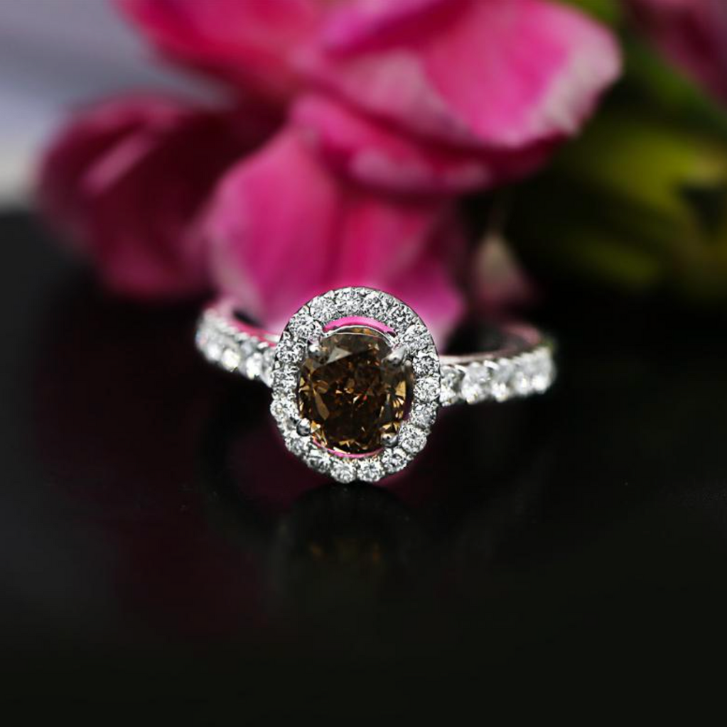 18K White Gold Engagement Ring With Fancy Dark Orangy Brown Center Diamond ENG-4568504