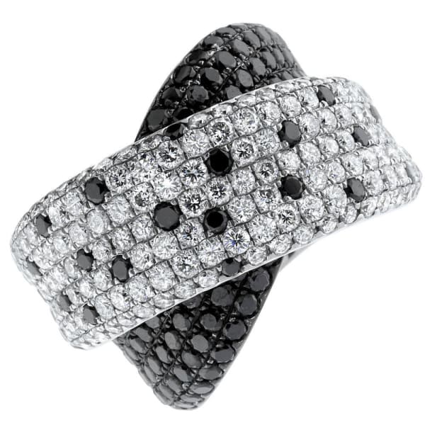 18k Beautiful 4CT white and black diamond cocktail ring KR08190-1, Maon view
