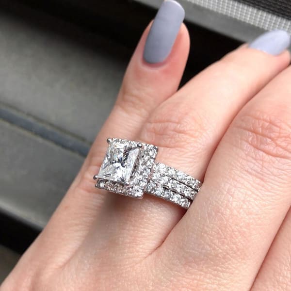 18k White Gold AGI Certified Engagement Ring Set 3.62ct. Diamonds RN-177000, side
