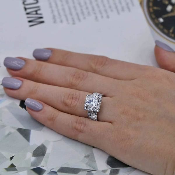 18k White Gold AGI Certified Engagement Ring Set 3.62ct. Diamonds RN-177000