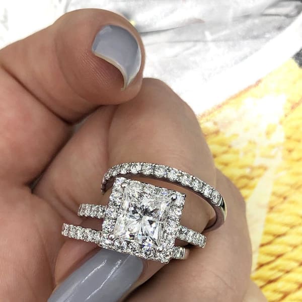 18k White Gold AGI Certified Engagement Ring Set 3.62ct. Diamonds RN-177000, enlarged image