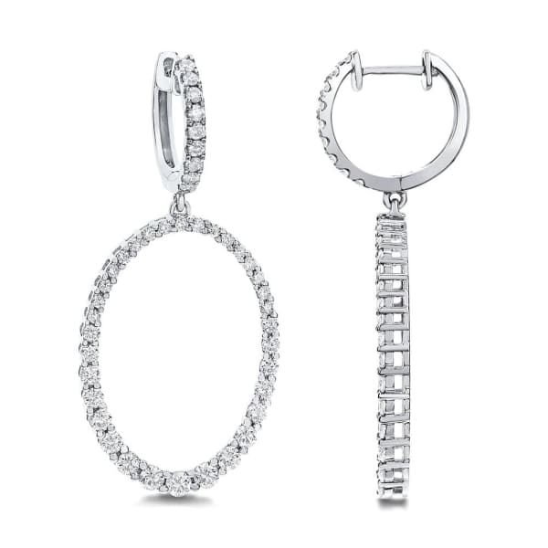18k White Gold Circle Diamond Earrings 1.55ct AER-13085,  Full face, and  Profile
