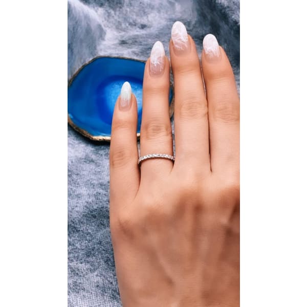 18k White Gold Ring, Eternity Band, 0.80 ct. Diamonds, Ring on a finger