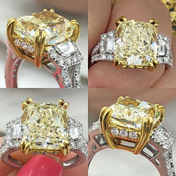 18k White Gold Two Tone Diamond Engagement Ring with 7.19ct Total Diamond Weight