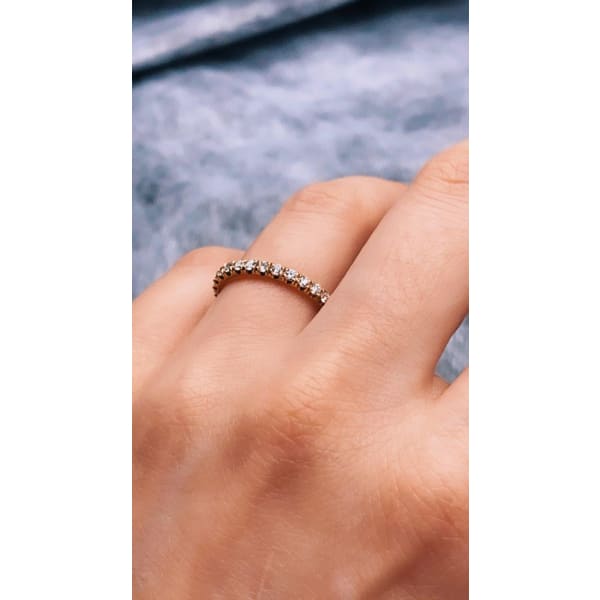 18K Yellow three-quarter Eternity Band, Ring on a finger, side