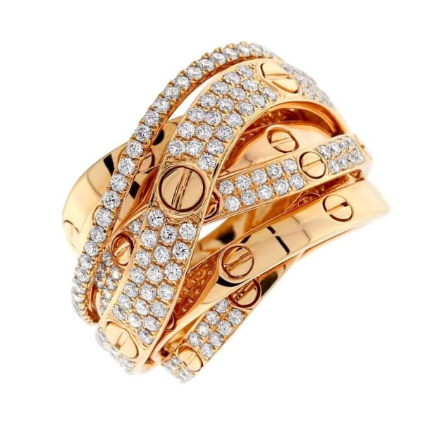 18kt Rose Gold Nail Design Ring of 1.25ct diamonds R07527-1, Main view