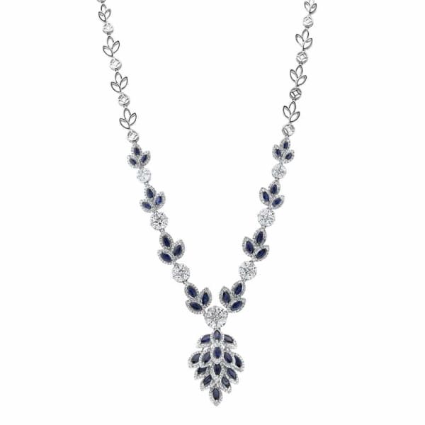 18kt White Gold Diamond And Sapphire Necklace With 6.35ct Diamonds NEC-62760, Main view