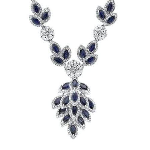 18kt White Gold Diamond And Sapphire Necklace With 6.35ct Diamonds NEC-62760