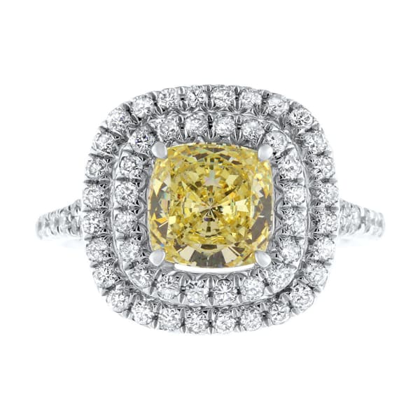 18kt white gold Engagement Ring With Center 2.50ct Cushion Cut Yellow Citrine RN-5500