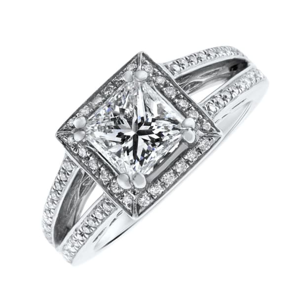 18kt white gold Engagement Ring With Center Diamond 1.16ct E SI2 Princess Cut RN-17500, Main view