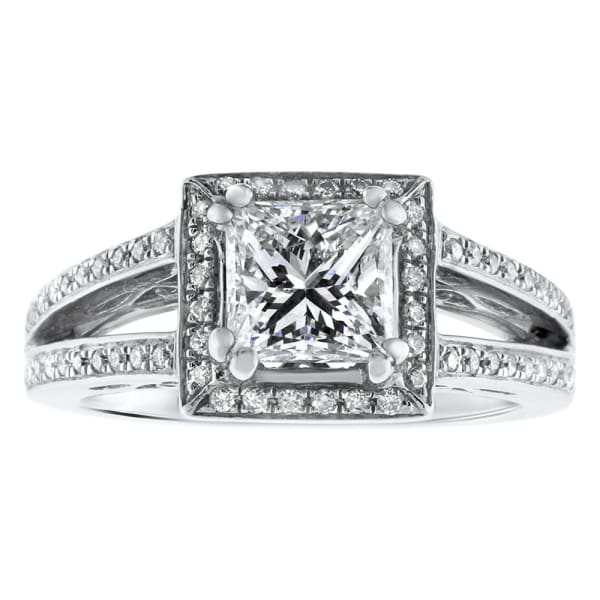 18kt white gold Engagement Ring With Center Diamond 1.16ct E SI2 Princess Cut RN-17500