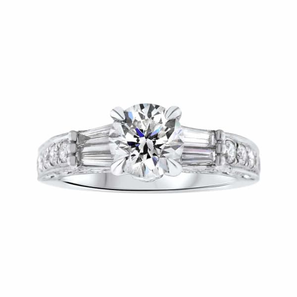 18kt white gold Engagement Ring With Center Diamond 1.25ct H SI2 Round Brilliant Cut RN-17250