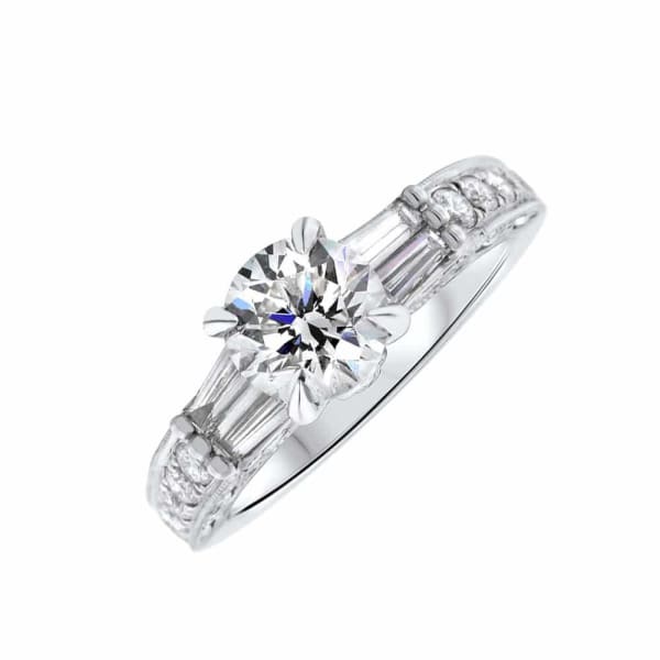 18kt white gold Engagement Ring With Center Diamond 1.25ct H SI2 Round Brilliant Cut RN-17250, Main view