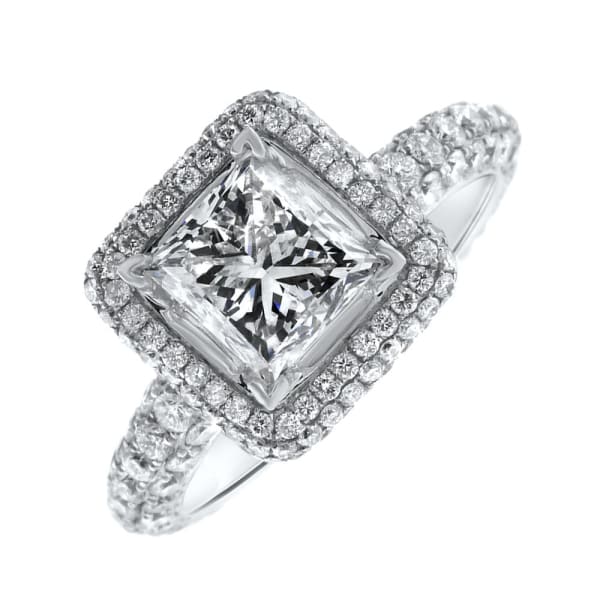 18kt white gold Engagement Ring With Center Diamond 1.55ct F VS2 Princess Cut ENG-25001, Main view