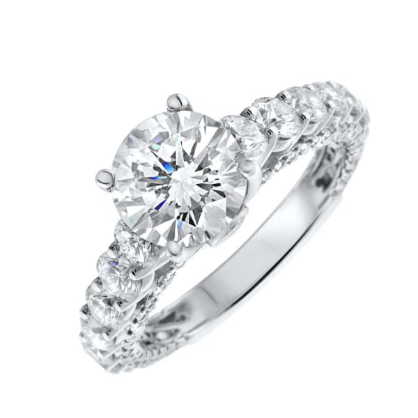 18kt white gold Engagement Ring With Center Diamond 1.72ct F SI3 Round Brilliant Cut RN-40000,Main view