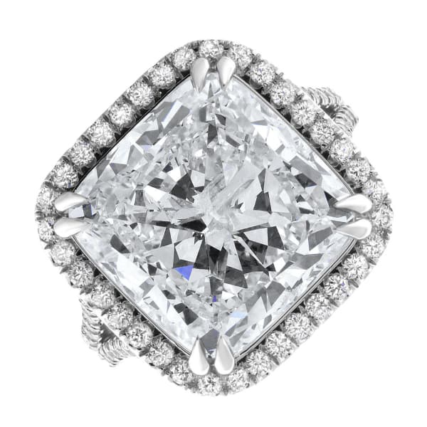 18kt white gold Engagement Ring With Center Diamond 12.40ct Cushion Cut RN-630000,  Main view