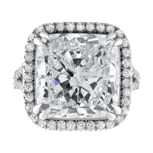 18kt white gold Engagement Ring With Center Diamond 12.40ct Cushion Cut RN-630000