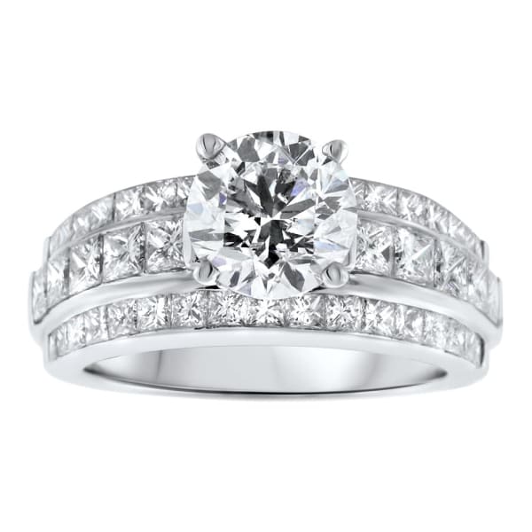 18kt white gold Engagement Ring With Center Diamond 2.00ct H SI2 Round Brilliant Cut DS-41000
