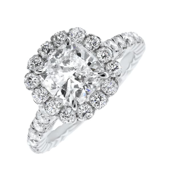 18kt white gold Engagement Ring With Center Diamond 2.01ct G Si1 Cushion Cut RN-35000, Main view