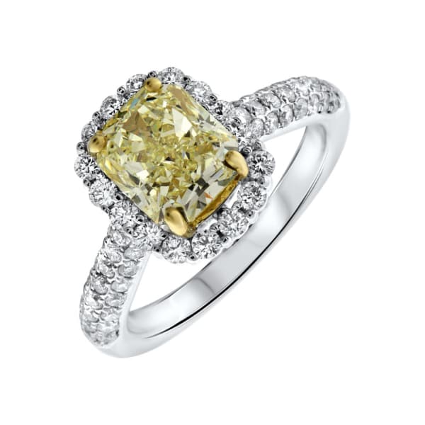 18kt white gold Engagement Ring With Center Diamond 2.20ct Fancy light yellow Radiant Cut ENG-50000, Main view