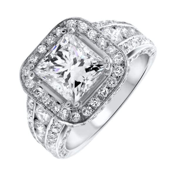 18kt White Gold Engagement Ring With Center Diamond 2.41ct EGL Certified ENG-44500, Main view