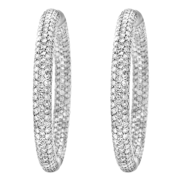18kt White Gold Hoop Earrings 8.53ct Diamonds 176150JD, right