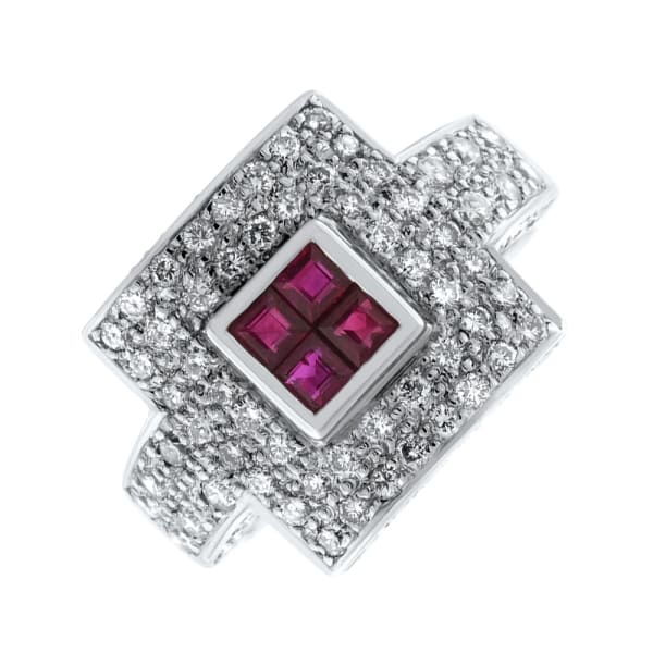 18kt White Gold Ruby Fashion Ring with 0.70CT in diamonds RN-4875, Main view