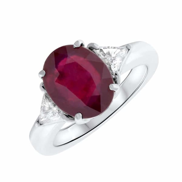 18kt White Gold Ruby Ring with 0.40CT in diamonds DS-4561570, Main view