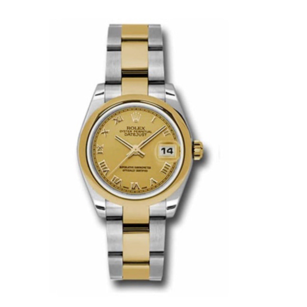 Rolex, Datejust 31 Watch Champagne dial, Smooth Bezel, Steel and Yellow Gold Oyster Bracelet, 178243 chro