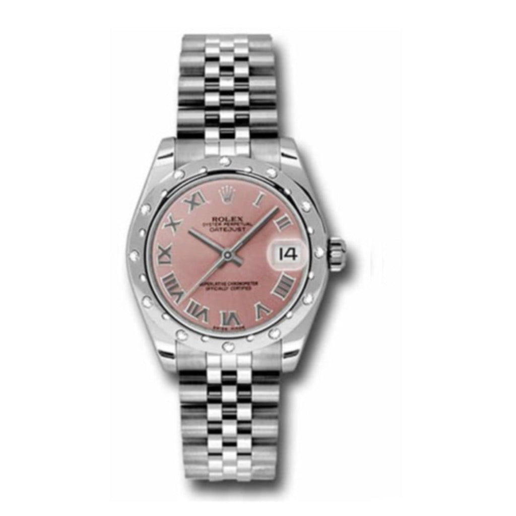 Rolex, Datejust 31 Watch Pink dial, Diamond bezel, Stainless Steel Jubilee 178344-0019