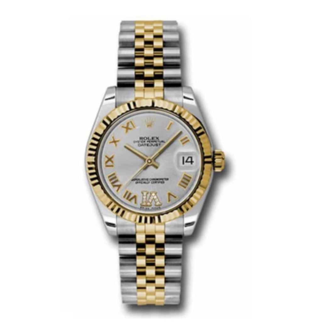 Rolex, Datejust 31 Watch Silver dial, Fluted Bezel, Steel and Yellow Gold Jubilee Bracelet, 178273 sdrj