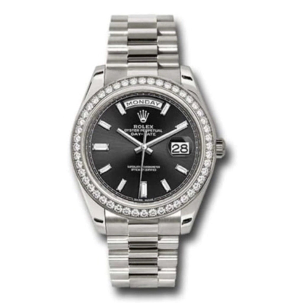 Rolex, Day-Date 40 Presidential Black dial, Diamond Bezel, President bracelet, White gold Watch 228349rbr-0003