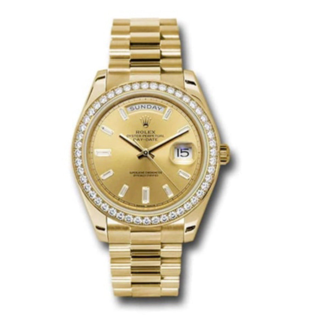 Rolex, Day-Date 40 Presidential, Yellow gold, Champagne dial, Watch Diamond Bezel, President bracelet, 228348rbr-0002