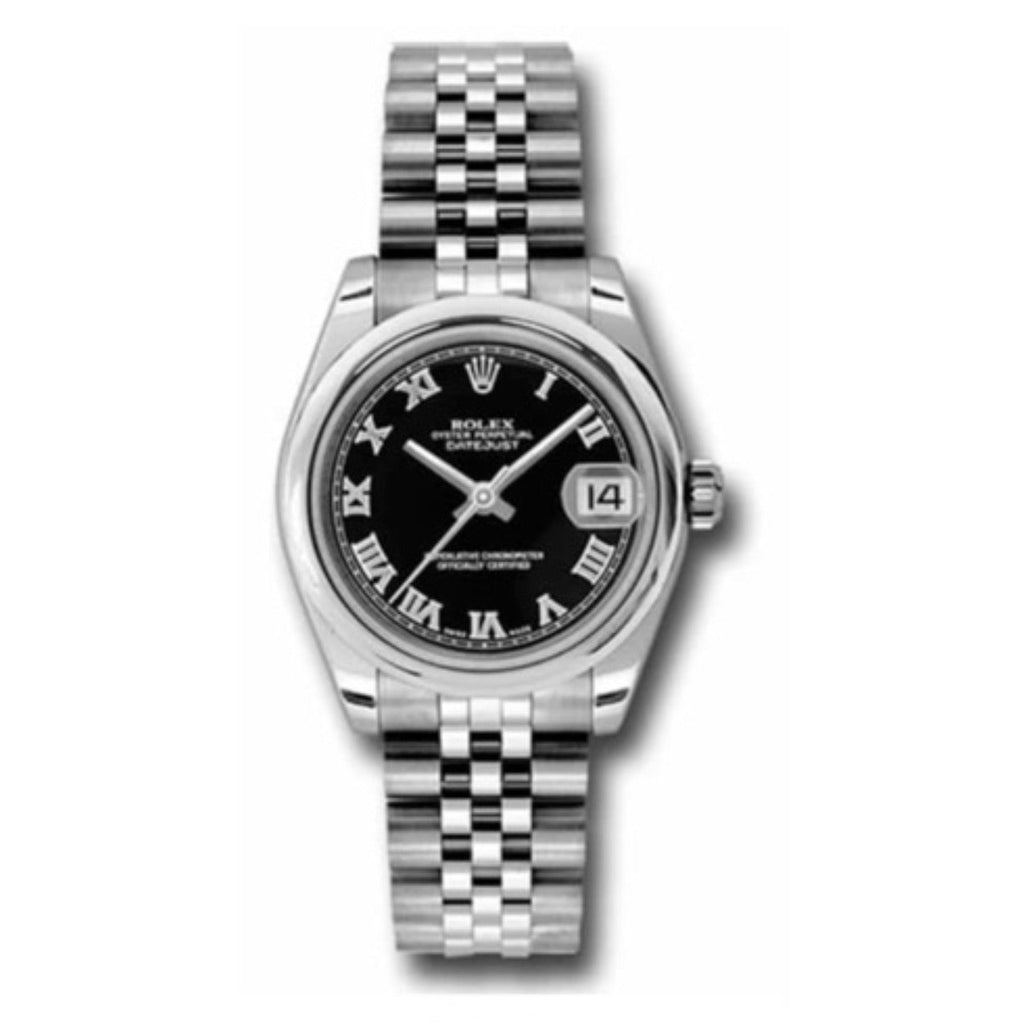 Rolex, Datejust 31mm, Stainless Steel Jubilee bracelet, Black dial Smooth bezel, Ladies Watch 178240-0035