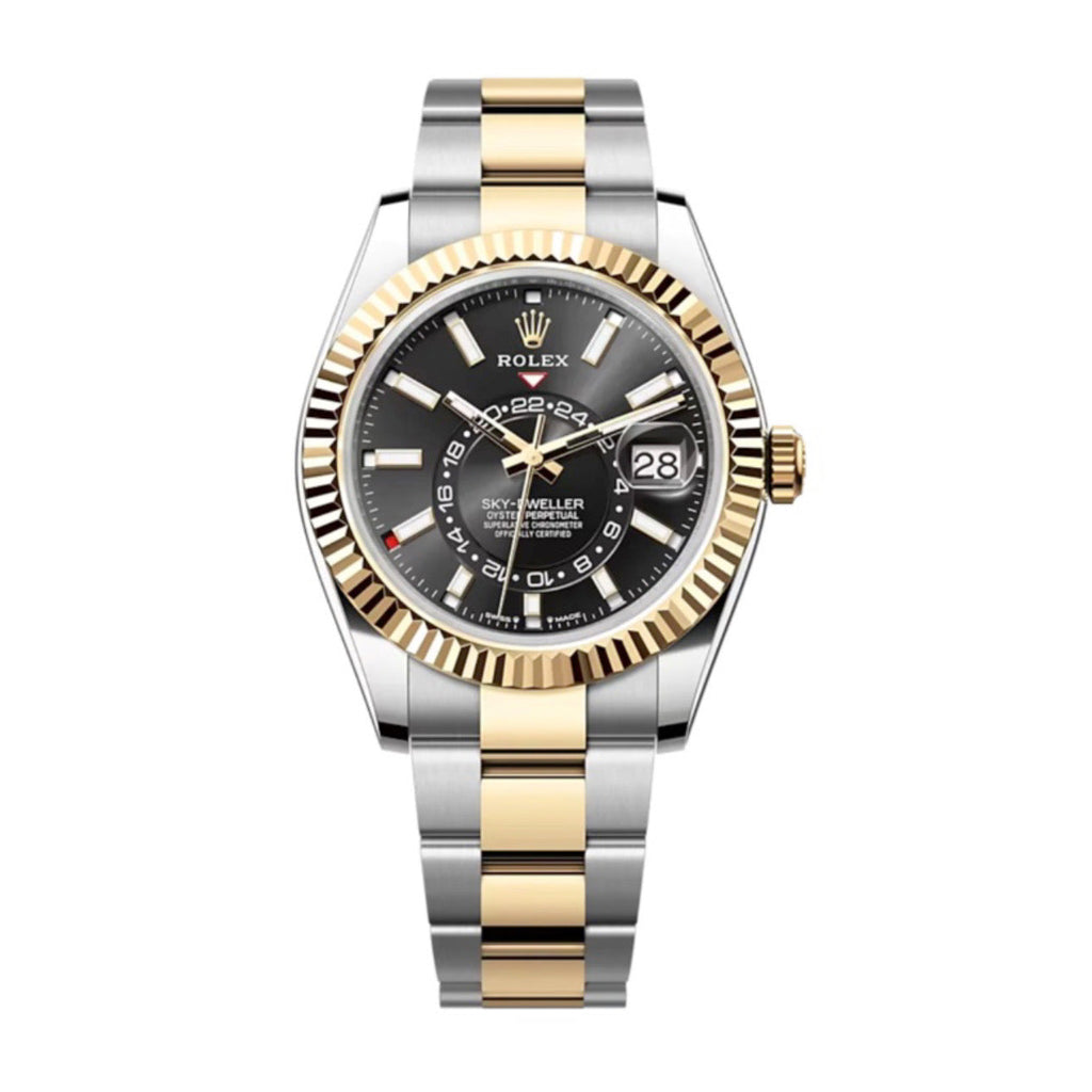 2023 Release Rolex, Sky-Dweller, Bright black dial, Oyster bracelet, Oystersteel and 18k yellow gold Two Tone Watch 336933
