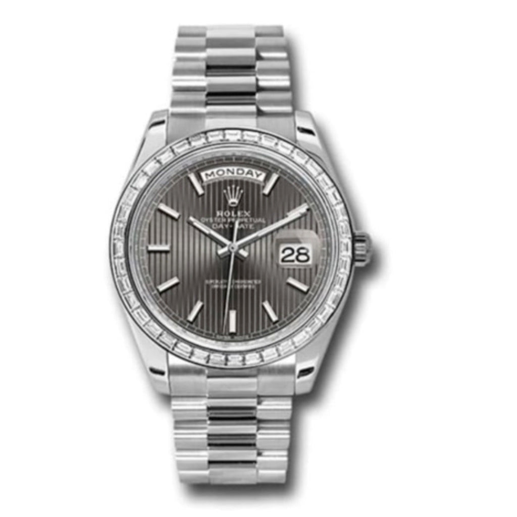 Rolex, Day-Date 40 Presidential Dark rhodium dial, Diamond Bezel, President bracelet, Watch 228396tbr-0023