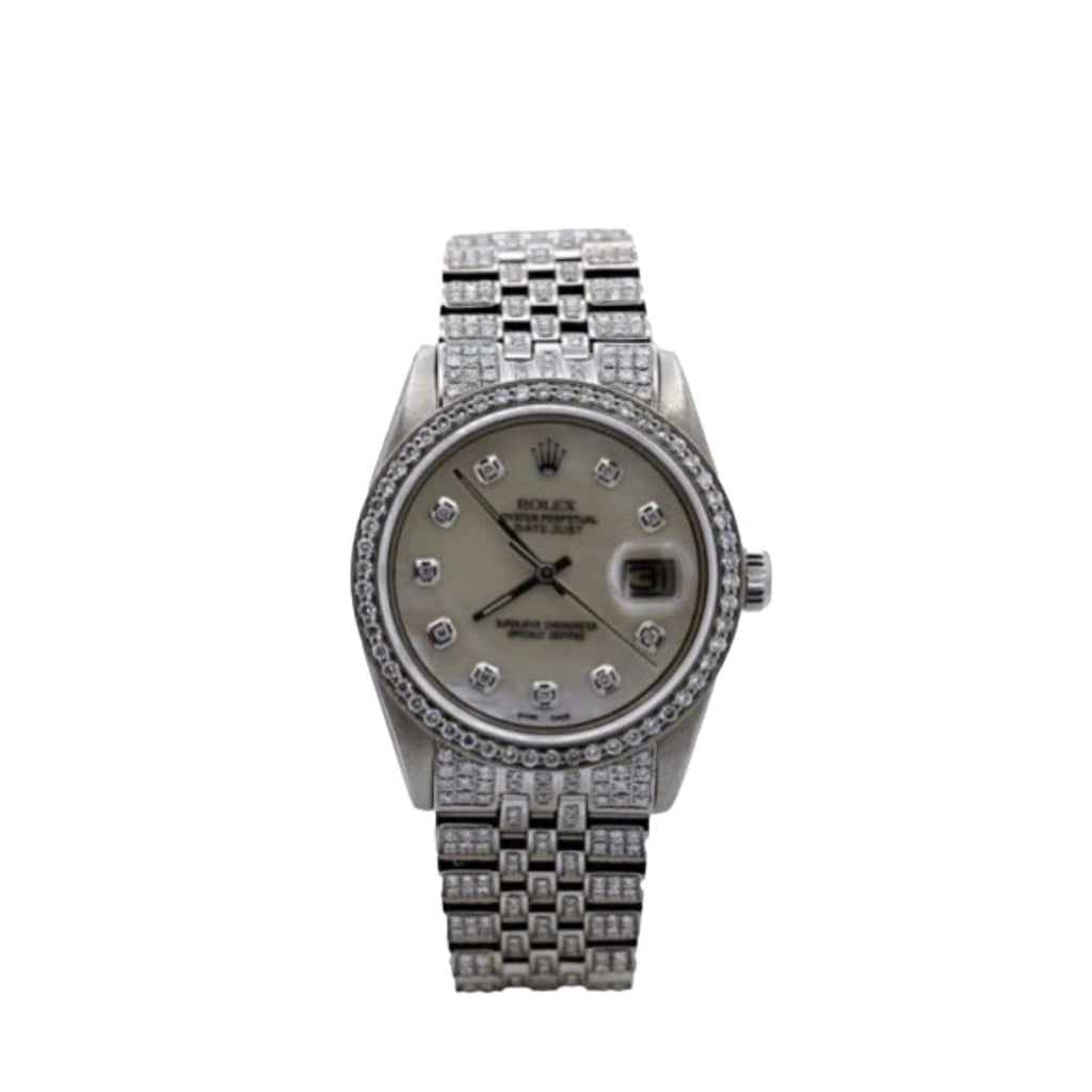 Rolex, Datejust 36 Watch, Stainless Steel, ICED OUT, Mother-of-Pearl Dial, 1601