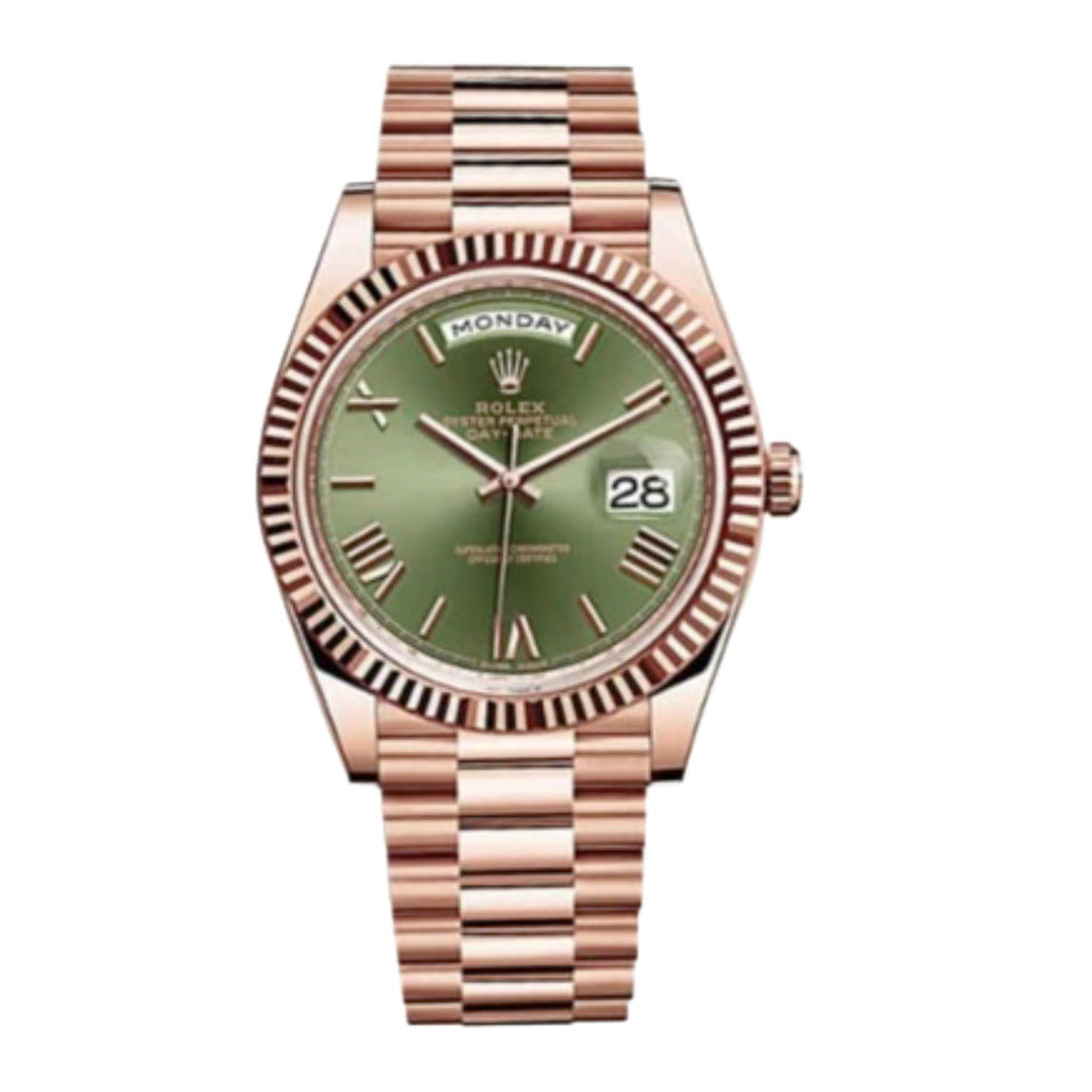 Rolex, Day-Date 40 Presidential Olive Green Dial 18kt Rose Gold Men's Watch 228235-0025