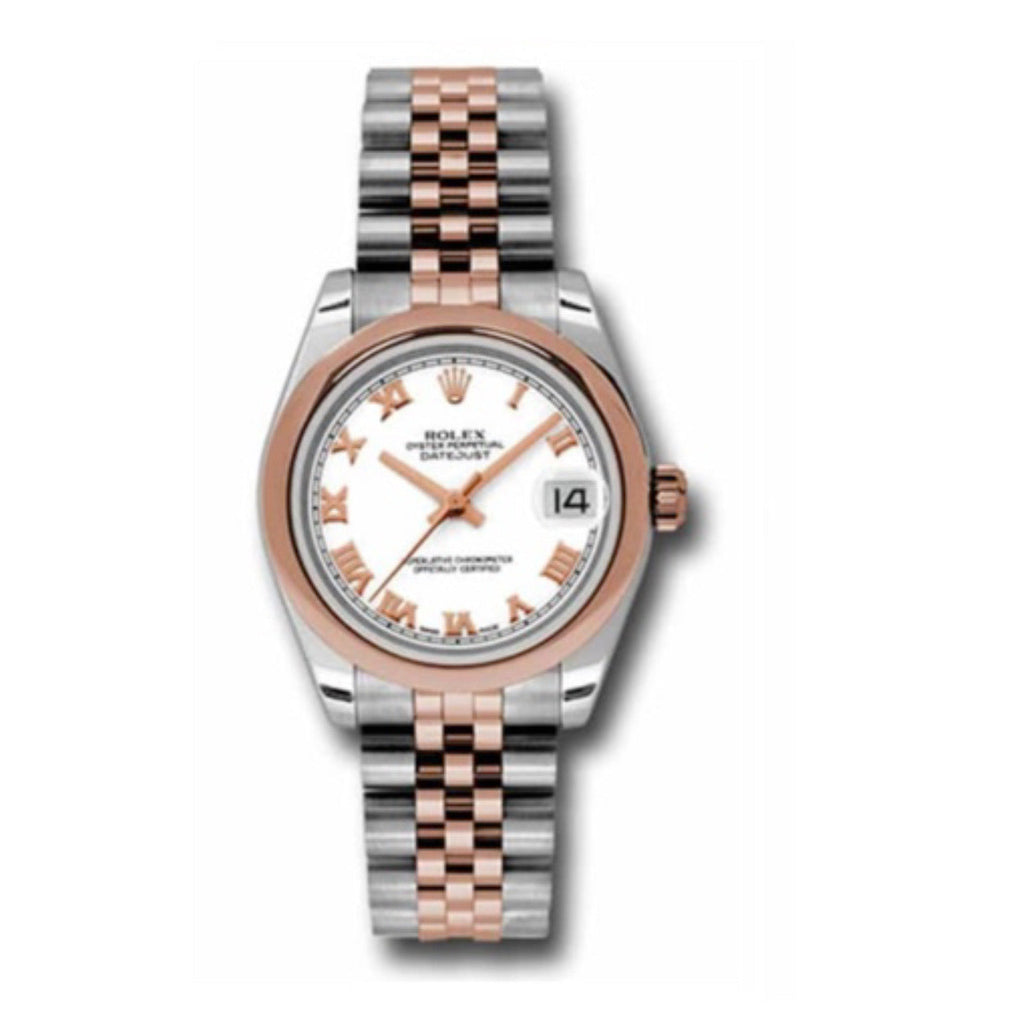 Rolex, Ladies Watch Datejust 31mm White dial, Smooth bezel, Stainless steel, and 18k Rose gold Jubilee, 178241 wrj