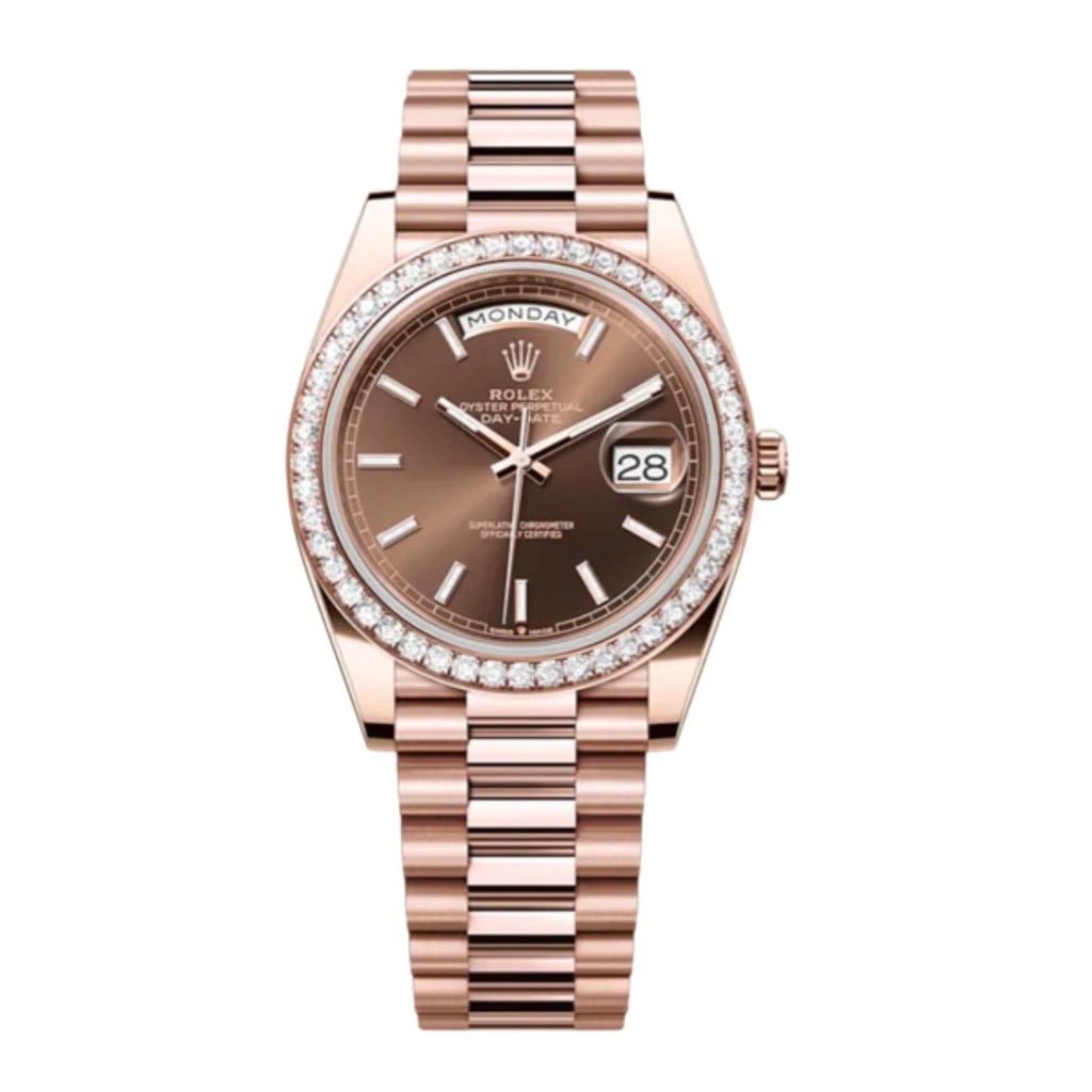 2023 RELEASE Rolex, Day-Date 40, Chocolate dial, President bracelet, 18k Everose gold Watch 228345RBR