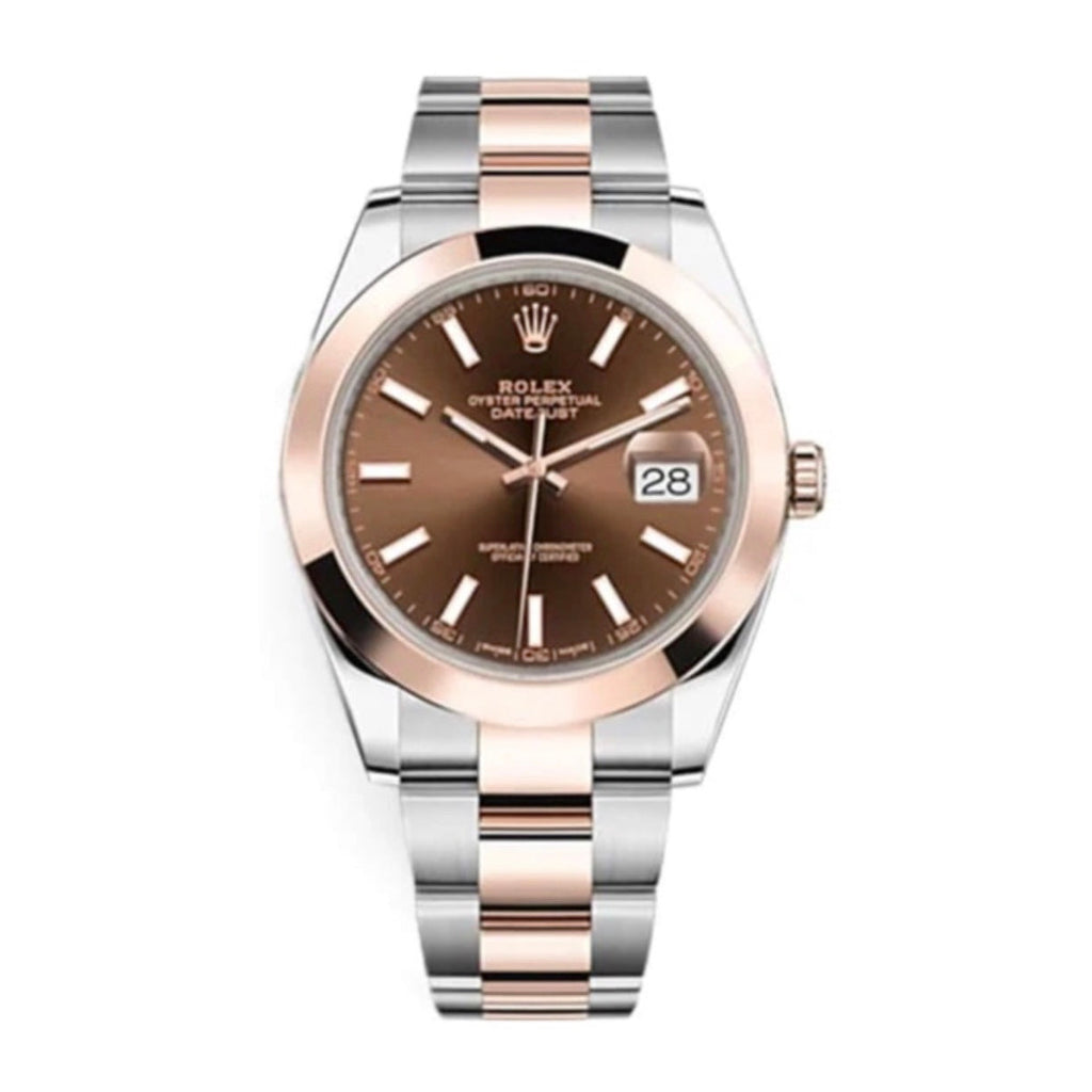 Rolex, Oyster Perpetual Datejust 41mm, Two-Tone Stainless Steel and 18k Everose Gold Oyster bracelet, Chocolate dial Smooth bezel, Stainless Steel and 18k Everose Gold Case Men's Watch, Ref. # 126301-0001