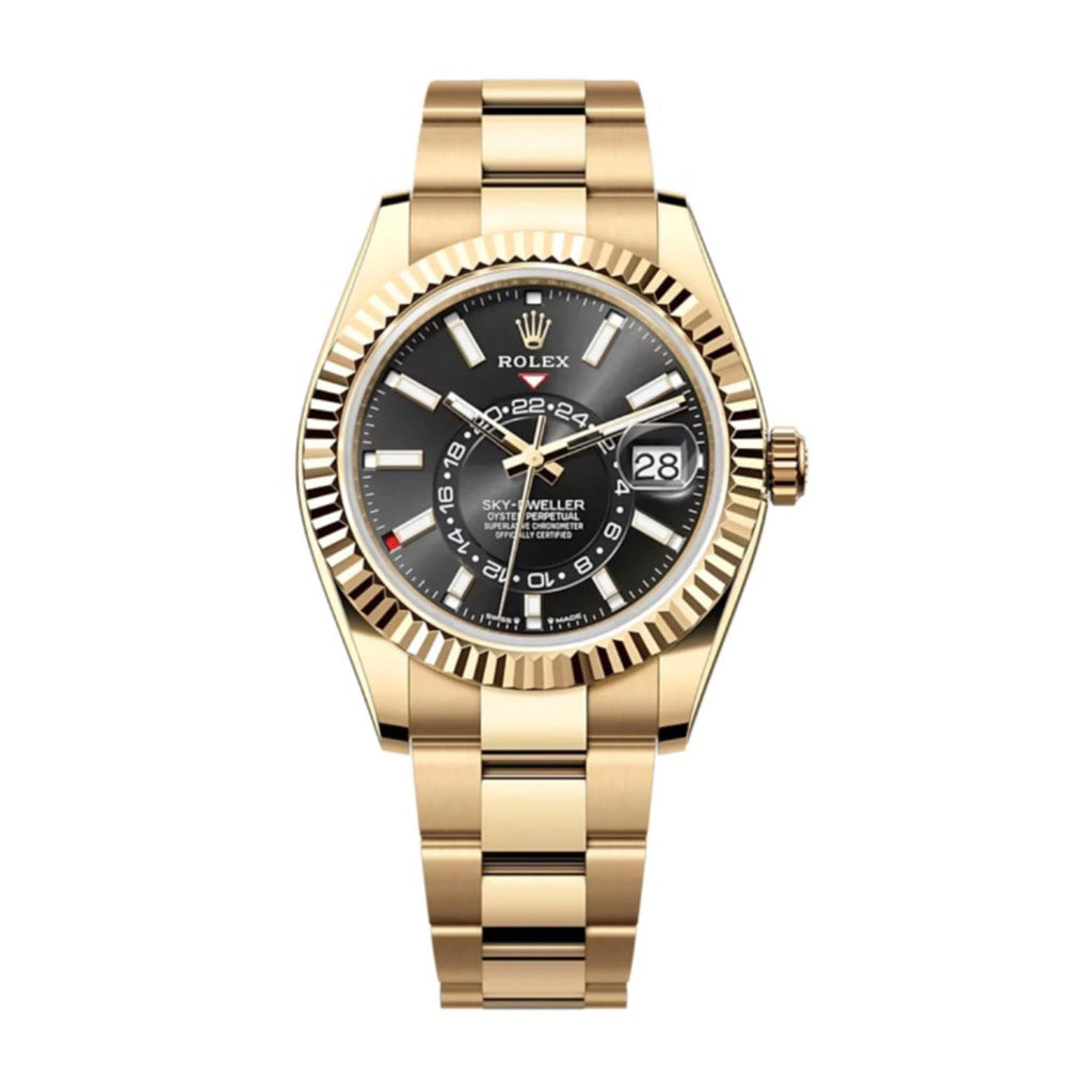 2023 Release Rolex, Sky-Dweller, Bright black dial, Oyster bracelet, 18k yellow gold Watch 336938