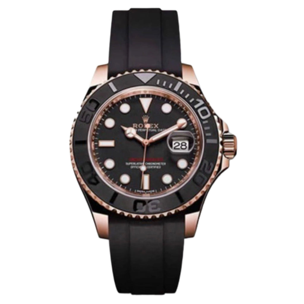 Rolex, Yacht-Master 37, Black dial, Rose Gold, Oysterflex Bracelet Automatic Unisex Watch 268655-0010